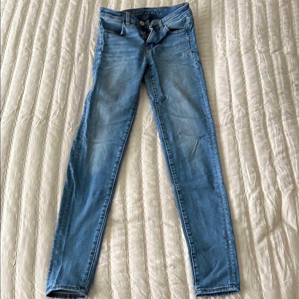 American Eagle Outfitters Blue Jeggings with Tapered Fit